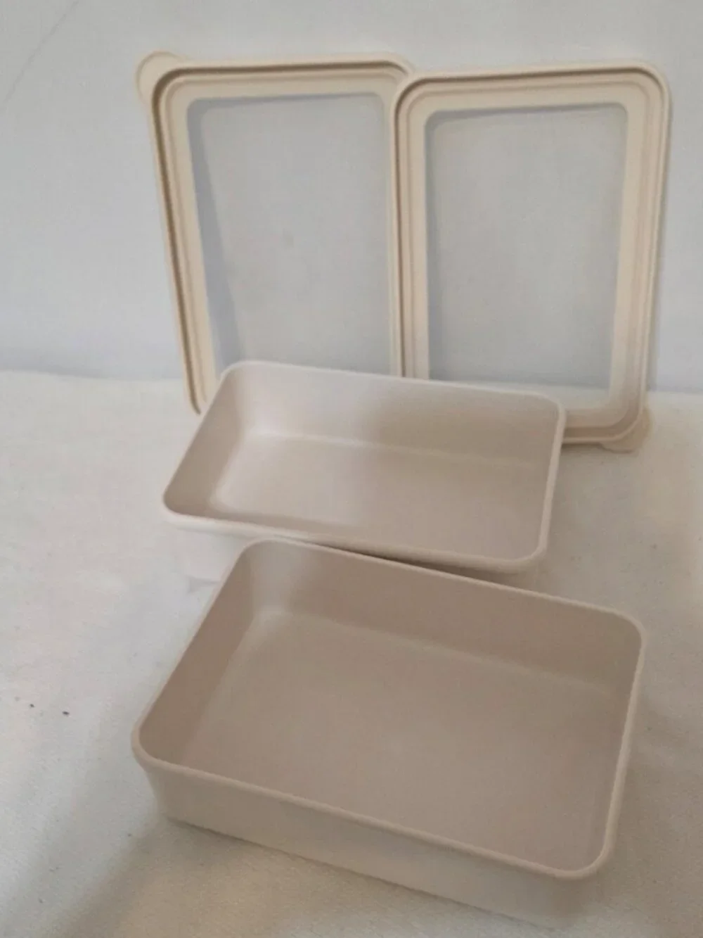 Set of 2 Figmint Snack Bento Food Storage Container Cream BPA Free Microwaveable
